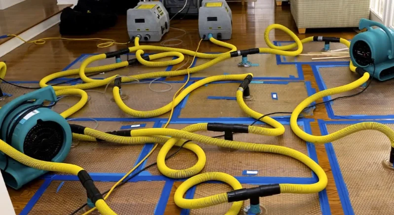 water extraction Orlando industrial floor drying equipment showing professional water mitigation process